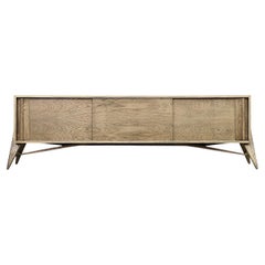 Rare Mid-Century Scandinavian Modern Organic Brushed Straw-Colored Oak Sideboard