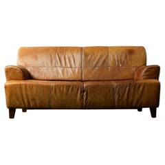 Vintage-Dreisitzer-Sofa im Mid-Century-Modern-Stil mit braunem Lederbezug, 1960er Jahre