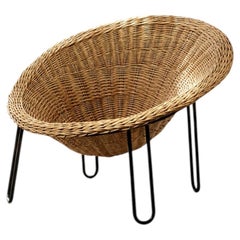 Vintage-Sessel im italienischen Modern-Boho-Stil aus Rattan in Kugelform, 1950er Jahre