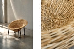 Vintage-Sessel im italienischen Modern-Boho-Stil aus Rattan in Kugelform, 1950er Jahre