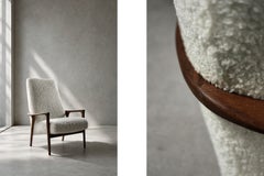 Poltrona in teak bianco in stile moderno scandinavo della metà del secolo, di Bröderna Andersson