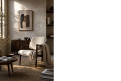 Poltrona vintage scandinava in teak e tessuto bouclé bianco di Inge Andersson