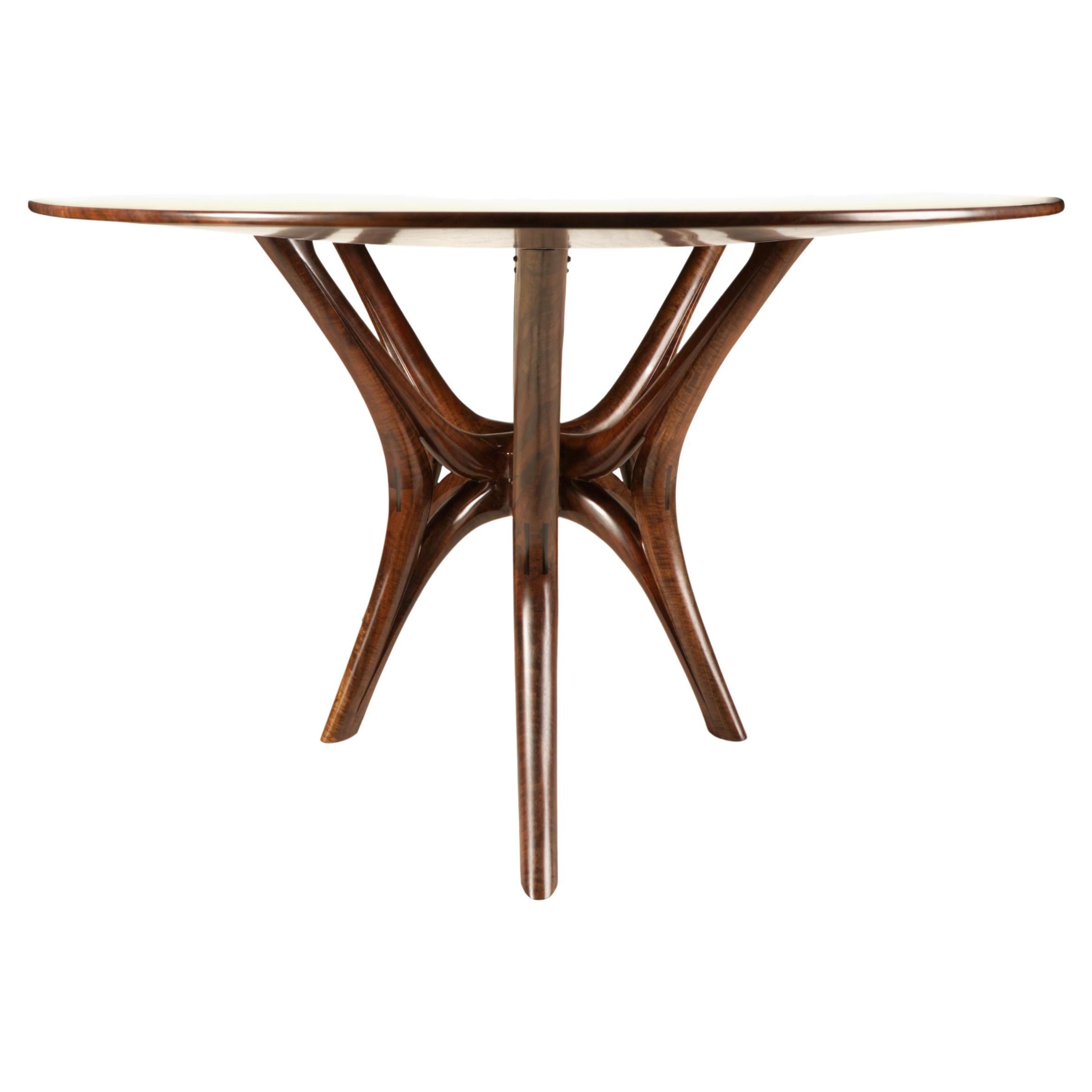 Elliptical Modern Walnut Dining Table with Hand-Shaped Base For Sale