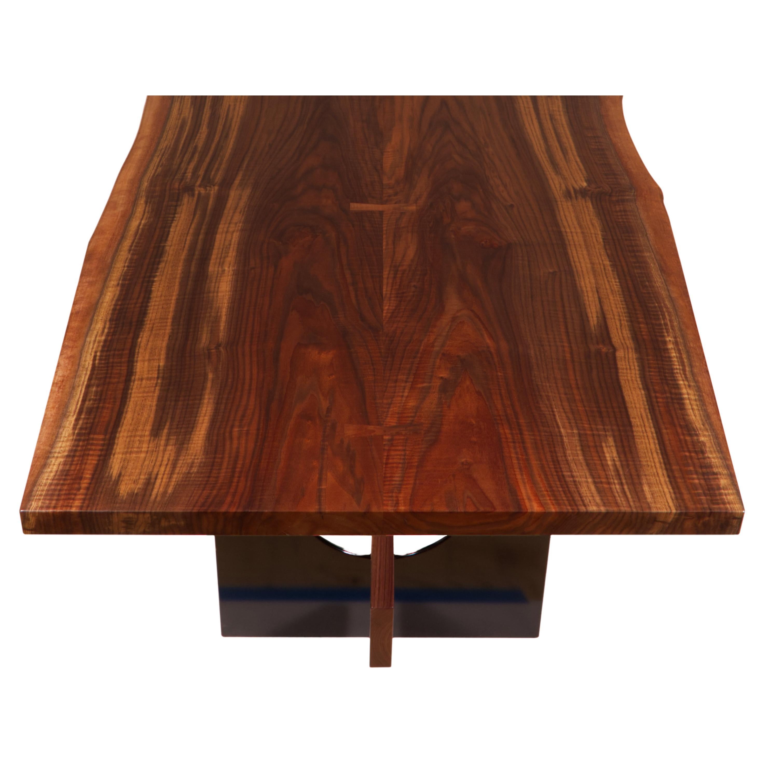 Industrial High-Top Claro Walnut and Steel Dining Table