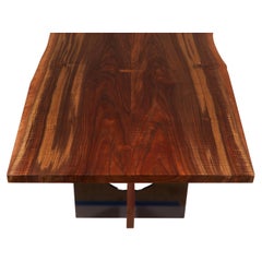 Industrial High-Top Claro Walnut and Steel Dining Table