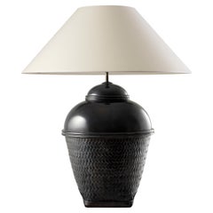 MALLA. Table Lamp in Graphite, Modern Art Deco Design Handmade. Shade incl