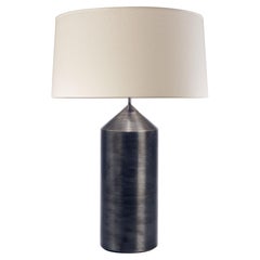 FUTURA.Table Lamp in Aged Nickel, Modern Art Deco Design Handmad. Shade Included