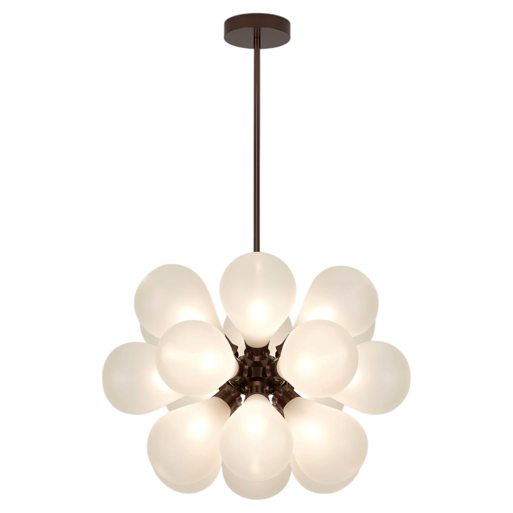 Cintola Maxi Pendant in Satin Bronze with Frosted Glass by Tom Kirk For Sale