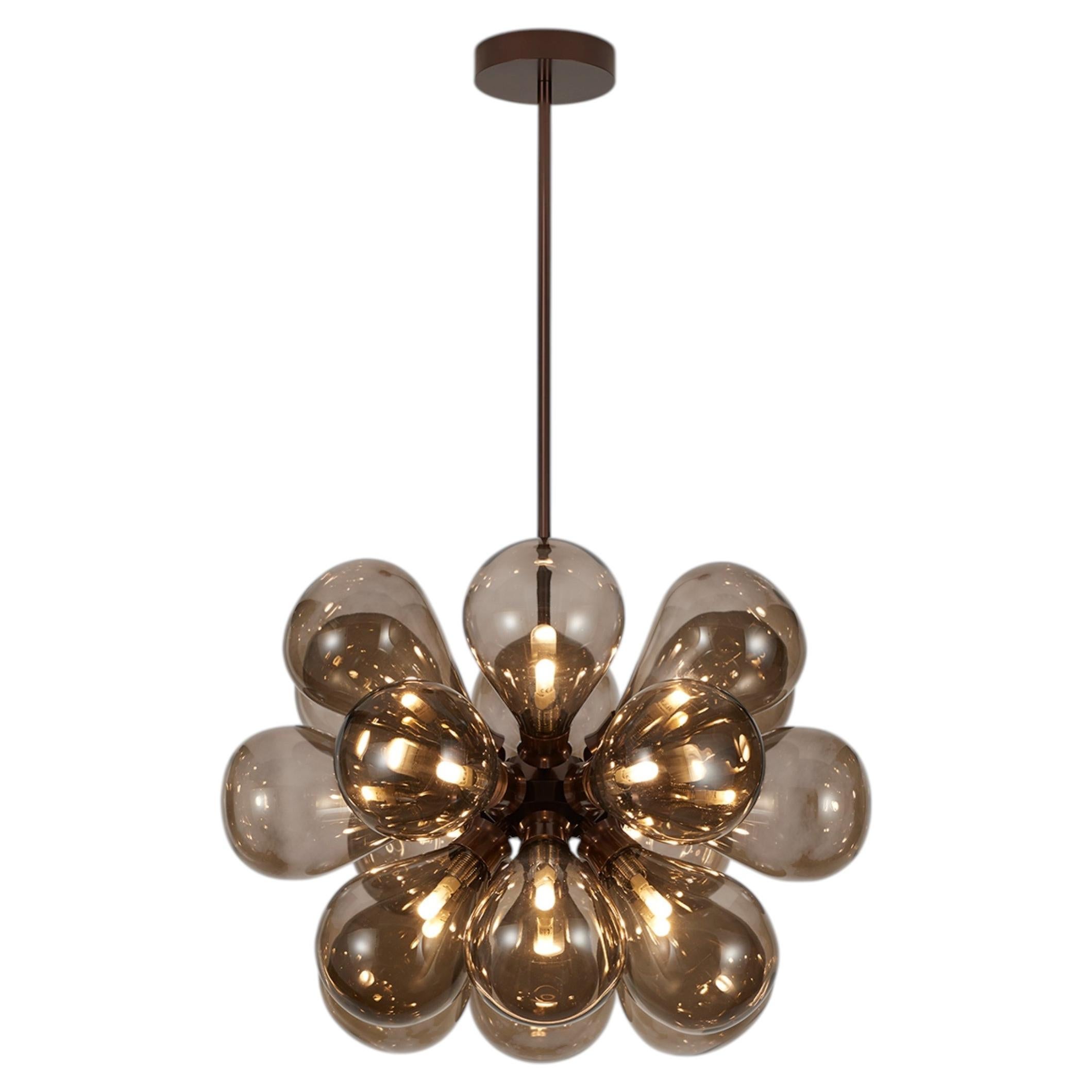 Cintola Maxi Pendant in Satin Bronze with Bronze Glass by Tom Kirk