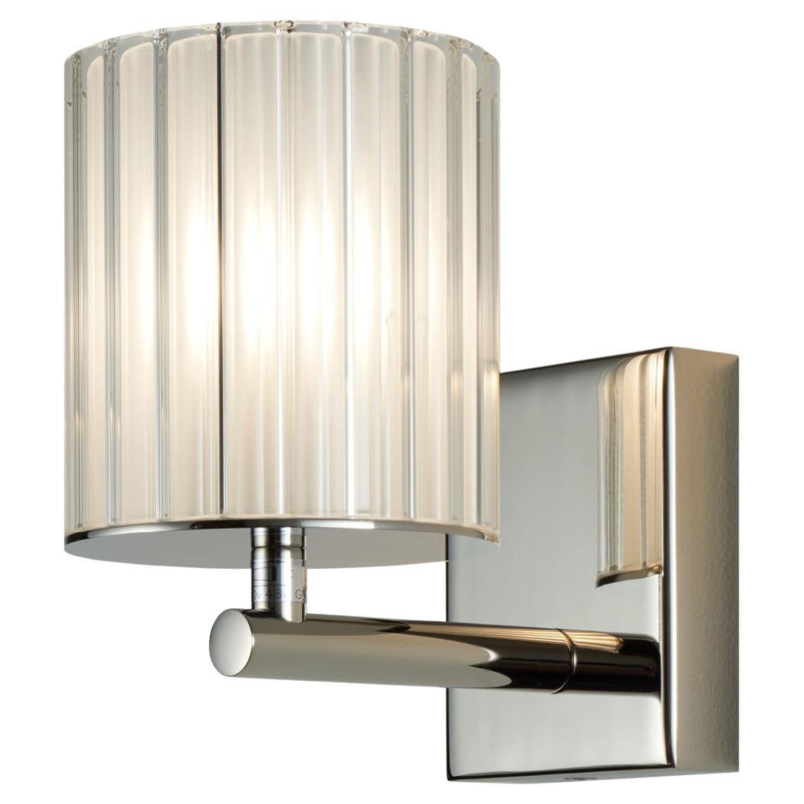 Flute Wall Light in Polished Nickel with Frosted Glass Diffuser, UL Listed For Sale