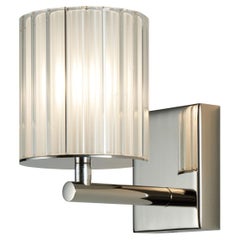 Flute Wall Light in Polished Nickel with Frosted Glass Diffuser, UL Listed