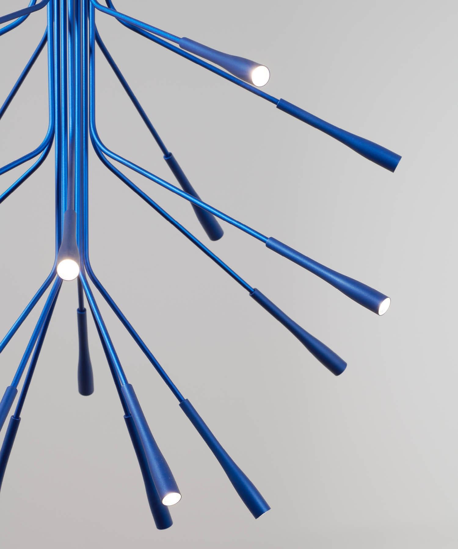 Metalwork Lightweight Chandelier in Satin-anodised Gold Finish, UL Listed by Tom Kirk For Sale