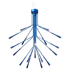 Leichter Kronleuchter in satinierter, blauer Ausführung, UL-gelistet von Tom Kirk
