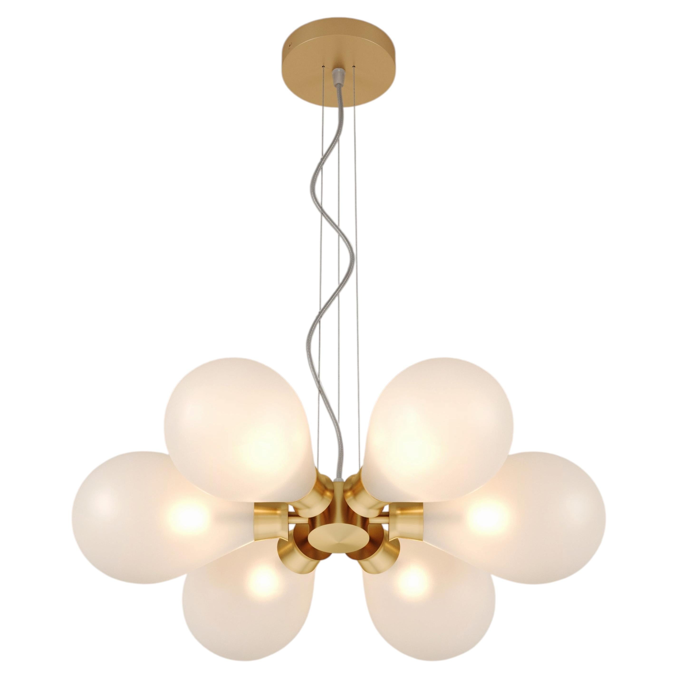 Cintola Midi Pendant in Satin Gold with Frosted Glass by Tom Kirk