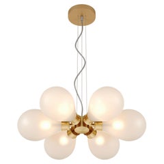 Cintola Midi Pendant in Satin Gold with Frosted Glass by Tom Kirk