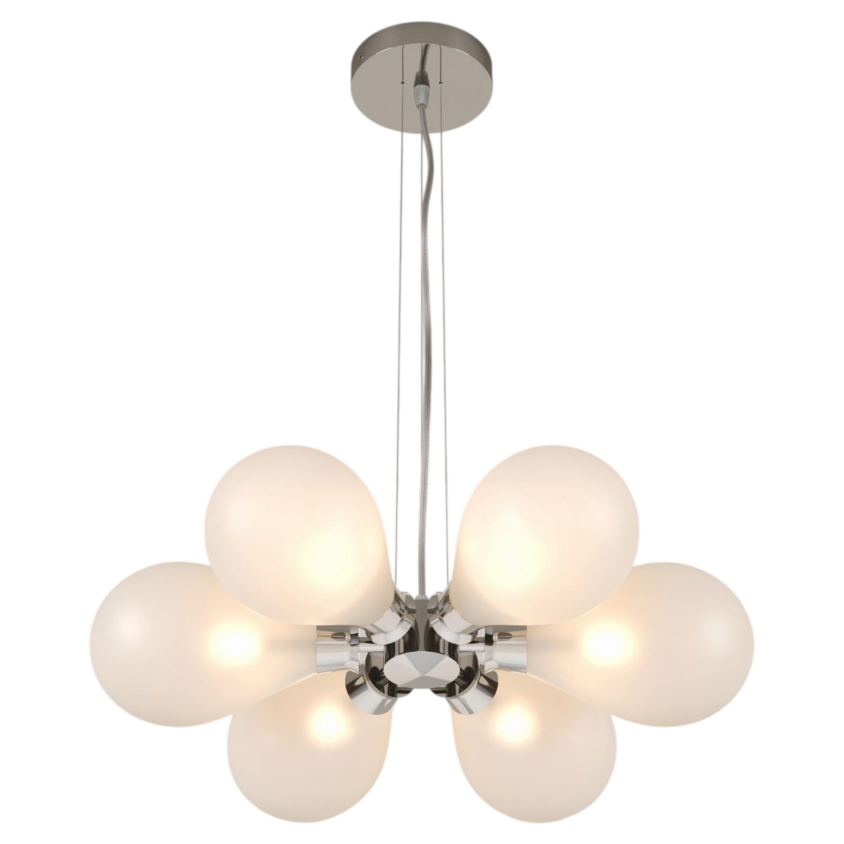 Cintola Midi Pendant in Polished Nickel with Frosted Glass by Tom Kirk