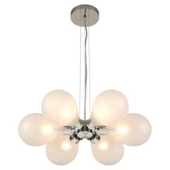 Cintola Midi Pendant in Polished Nickel with Frosted Glass by Tom Kirk