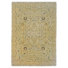 Türkischer Agra-Teppich des 21. Jahrhunderts, 9x12, hell Olive und Khaki, handgefertigt