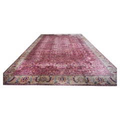 Antique Laristan Herati Wool 26x42 Red, Ivory, Taupe & Olive Handmade Area Rug