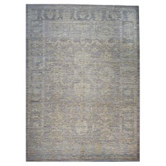 21st Century Turkish Oushak 13X19 Gold, Slate Blue & Charcoal Handmade Area Rug (Tapis de sol turc 13X19 or, bleu ardoise et charbon de bois)