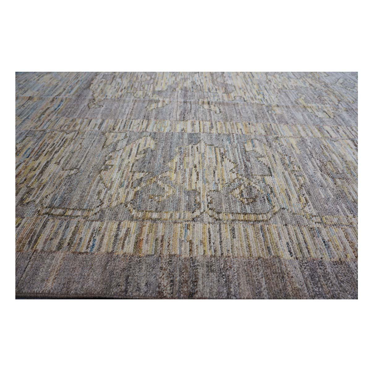 Turc 21st Century Turkish Oushak 13X19 Gold, Slate Blue & Charcoal Handmade Area Rug (Tapis de sol turc 13X19 or, bleu ardoise et charbon de bois) en vente