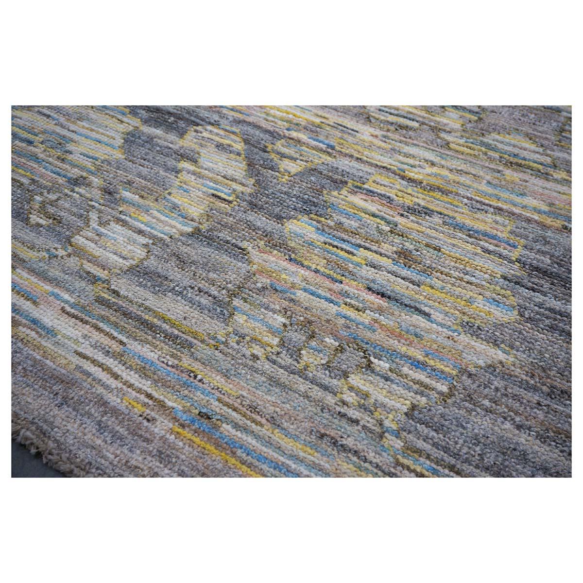 Tissé à la main 21st Century Turkish Oushak 13X19 Gold, Slate Blue & Charcoal Handmade Area Rug (Tapis de sol turc 13X19 or, bleu ardoise et charbon de bois) en vente