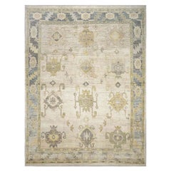 21st Century Turkish Oushak 9X13 Gold, Gray & Ivory Handmade Area Rug