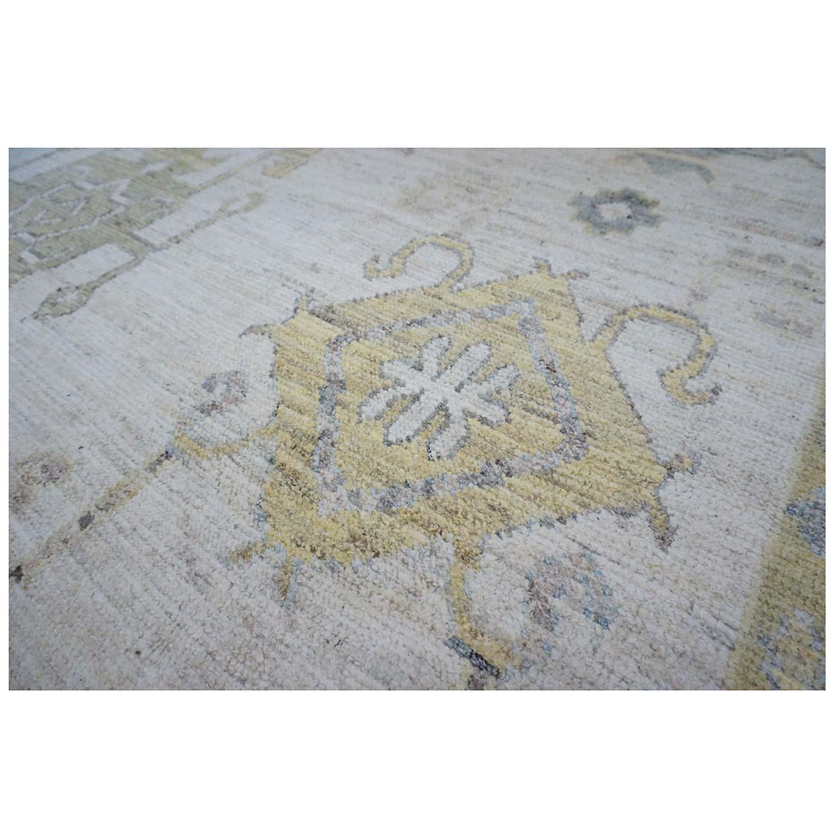 Contemporary 21st Century Turkish Oushak 9X13 Gold, Gray & Ivory Handmade Area Rug For Sale