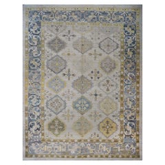 21st Century Turkish Oushak 13X18 Gold, Gray & Ivory Handmade Area Rug