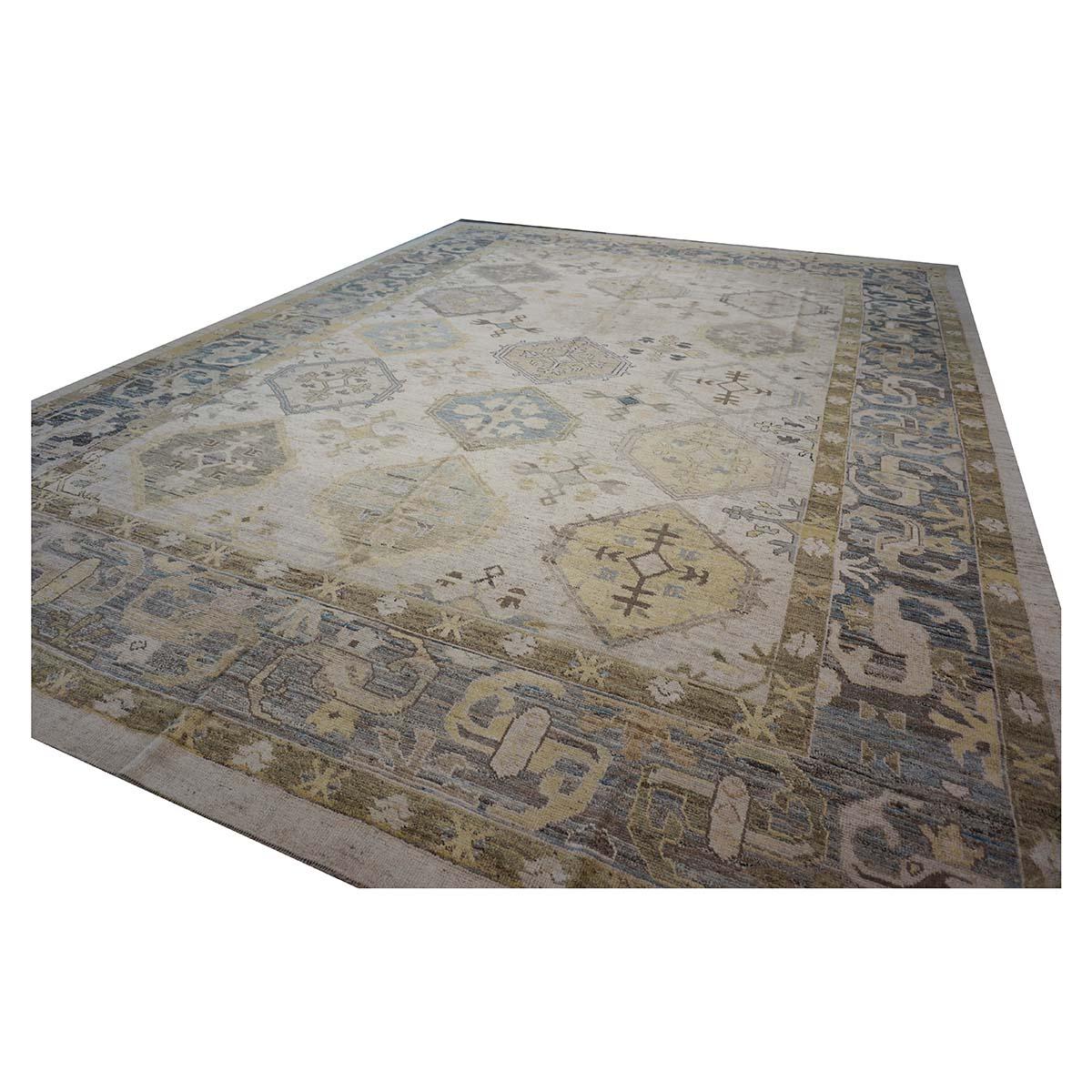   Ashly Fine Rugs presents a 21st-century Turkish Oushak 13X18 Handmade Area Rug. Oushak Weavings began in a location just south of Istanbul, in a region that was to become the Rugs namesake, Oushak. Although nomads first produced the rugs for