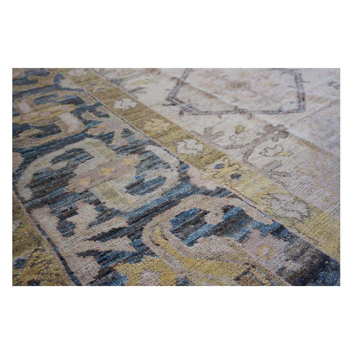 Contemporary 21st Century Turkish Oushak 13X18 Gold, Gray & Ivory Handmade Area Rug For Sale