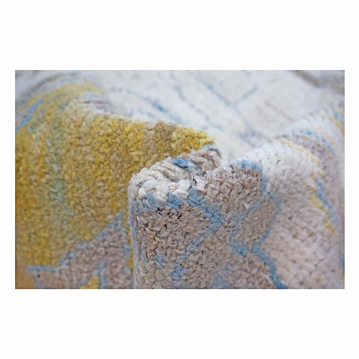 21e siècle Tapis turc Oushak 10X13 or, ivoire et bleu ardoise fait main en vente 3