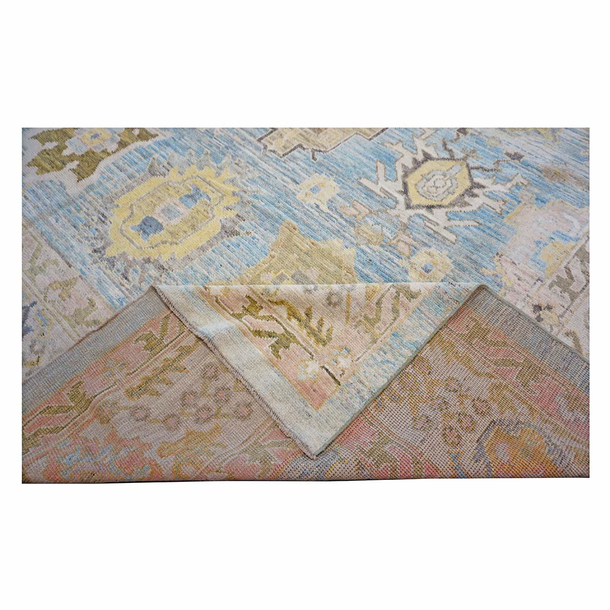 21st Century Turkish Oushak 11X17 Gold, Gray & Slate Blue Tapis fait main en vente 5