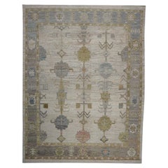 21st Century Turkish Oushak 9X12 Gold, Ivory & Gray Handmade Area Rug