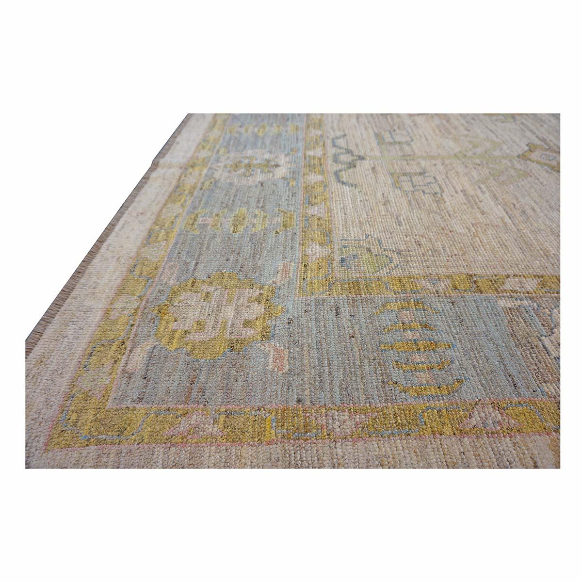 21st Century Turkish Oushak 9X12 Gold, Ivory & Gray Handmade Area Rug (tapis fait main) en vente 1