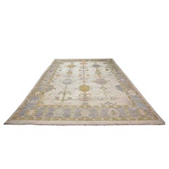 21st Century Turkish Oushak Wool 10X12 Gold, Ivory & Gray Handmade Area Rug
