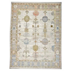 21st Century Turkish Oushak Wool 10X12 Gold, Ivory & Gray Handmade Area Rug