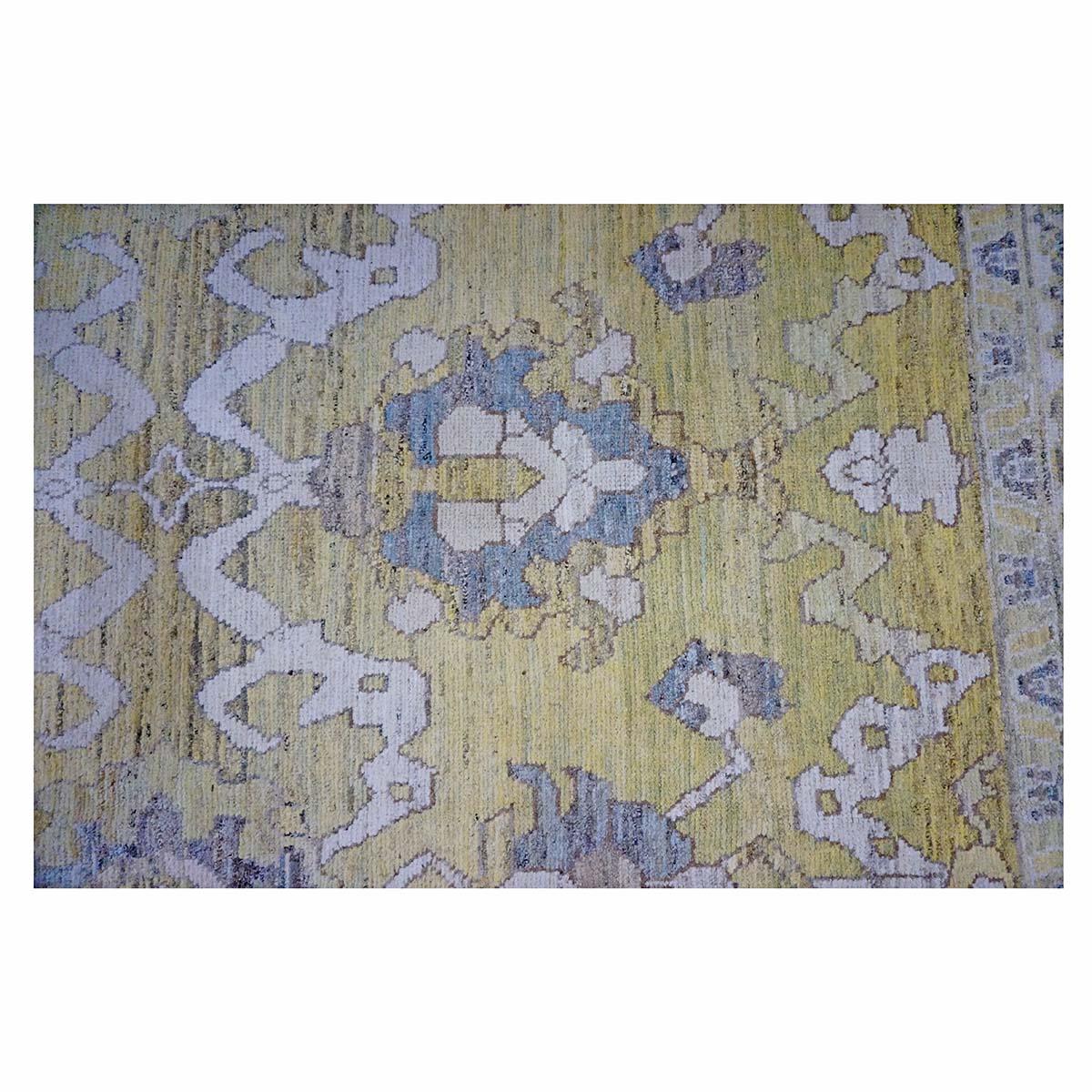 Contemporary 21st Century Turkish Oushak 9X13 Gold, Ivory & Gray Handmade Area Rug For Sale