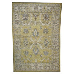 21st Century Turkish Oushak 9X13 Gold, Ivory & Gray Handmade Area Rug