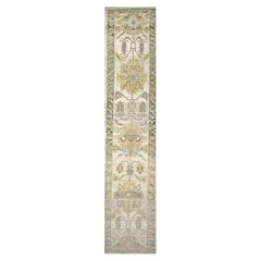 Turkish Oushak Wool 3X19 Yellow, Ivory & Charcoal Handmade Runner Rug