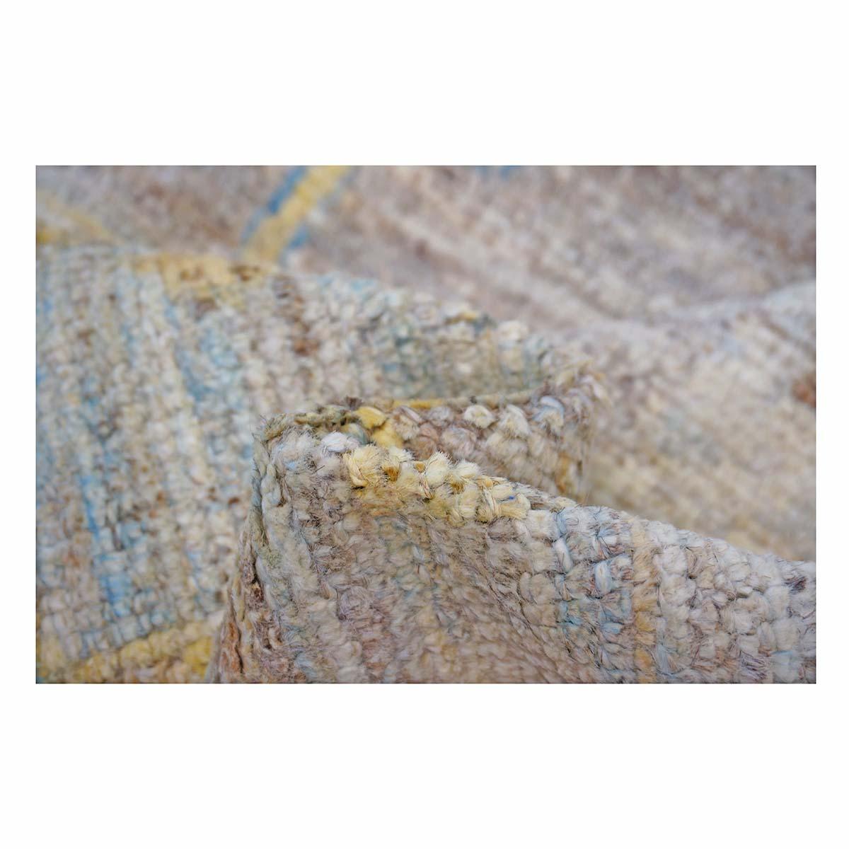 21e siècle Tapis de course turc Oushak 9X13 or, ivoire et bleu ardoise fait à la main en vente 6