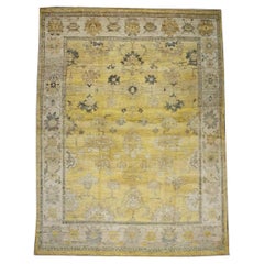 21st Century Turkish Oushak 10X13 Gold, Ivory & Charcoal Handmade Runner Rug