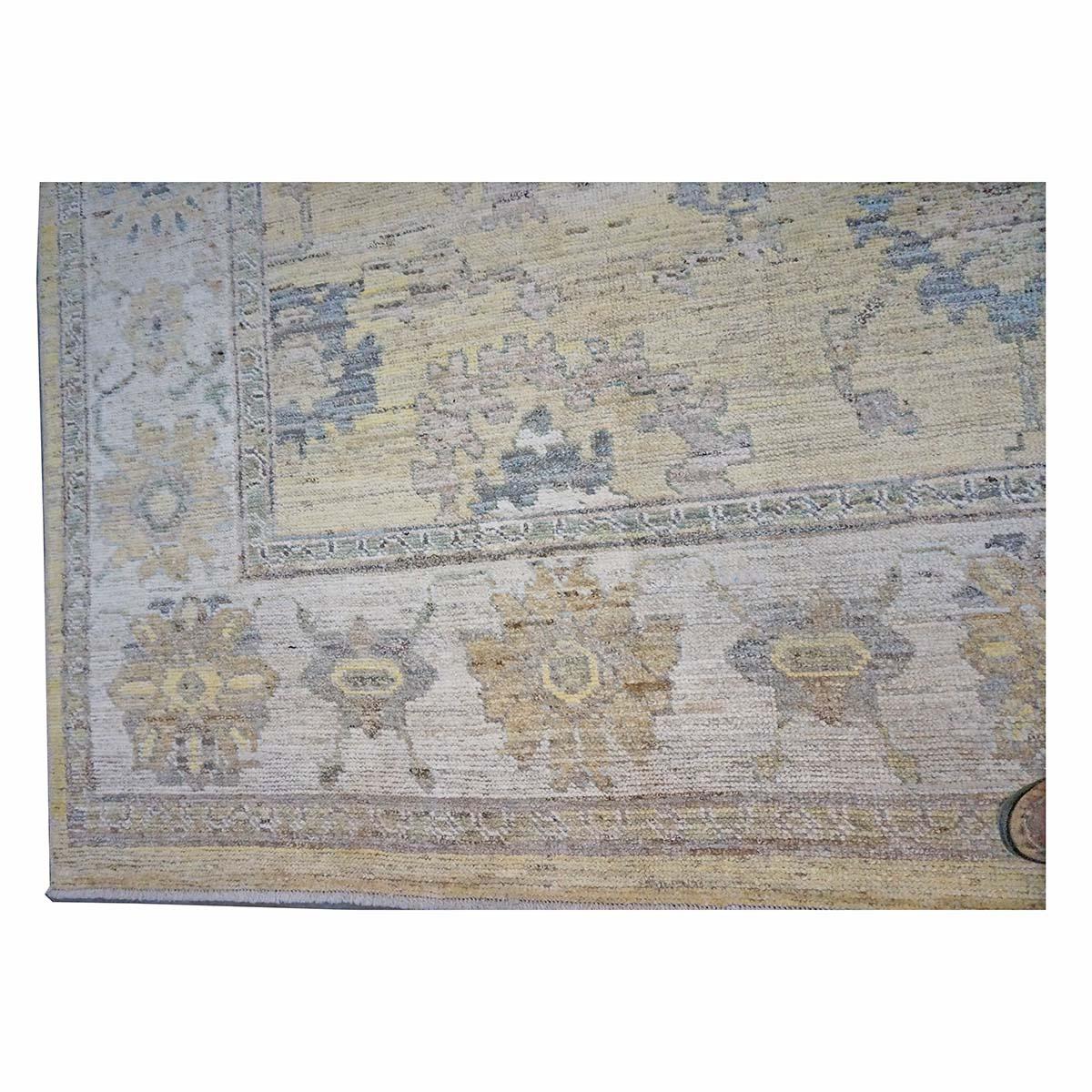 21st Century Turkish Oushak 10X13 Gold, Ivory & Charcoal Handmade Runner Rug In Excellent Condition For Sale In Houston, TX