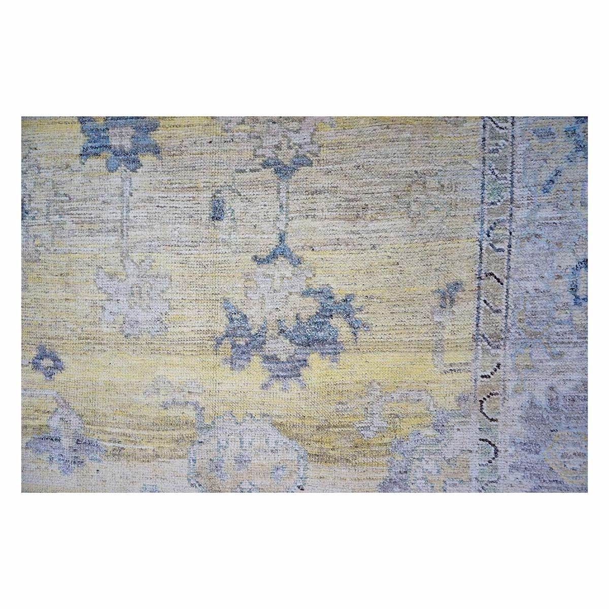 Contemporary 21st Century Turkish Oushak 10X13 Gold, Ivory & Charcoal Handmade Runner Rug For Sale