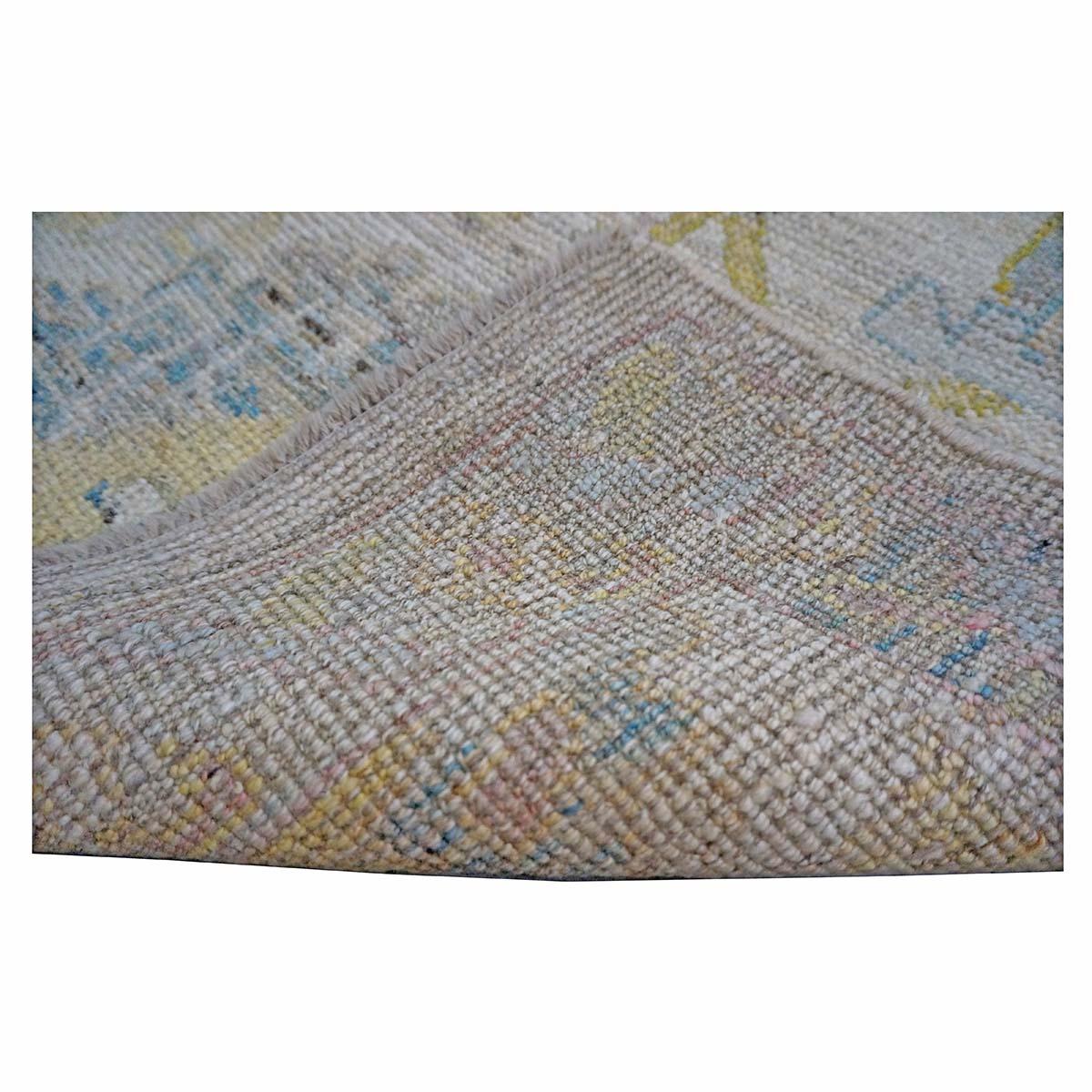 21st Century Turkish Oushak 3X18 Gold, Ivory & Charcoal Handmade Runner Rug For Sale 3