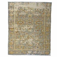 21st Century Turkish Oushak 4X6 Gray, Khaki, Ivory & Gold Handmade Area Rug