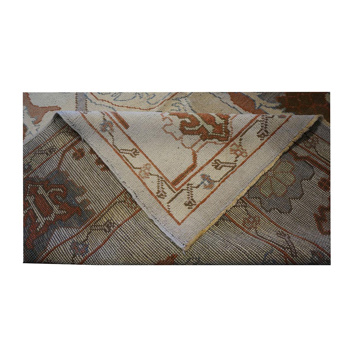 Türkischer Oushak 9x13 Grau, Elfenbein & Braun Handgefertigter Läufer aus dem 21. im Angebot 1