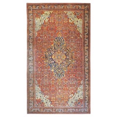 Antique Persian Farahan 16X26 Rust, Ivory & Blue Handmade Palace Sized Rug
