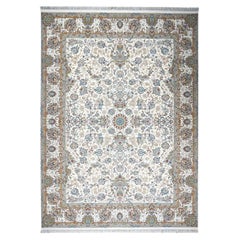 Tappeto turco Tabriz Acrilico 10x13 Avorio, Grigio e Blu fatto a macchina