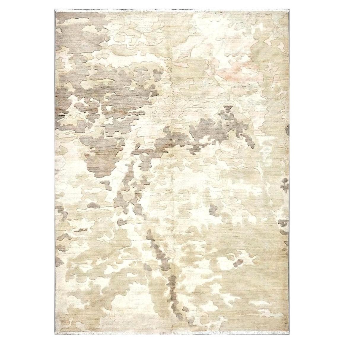 Turkish Modern Wool 6x8 Ivory, Tan & Taupe Handmade Area Rug